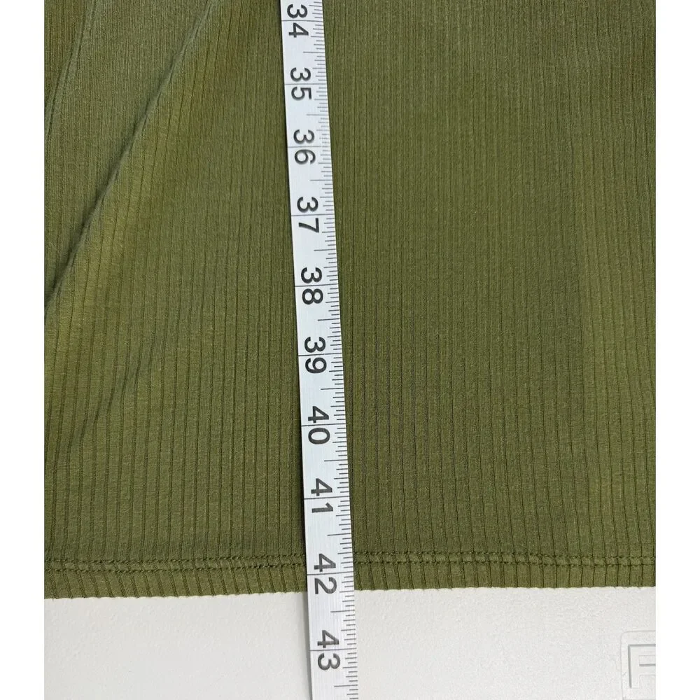 A New Day Ribbed Knit Midi Dress Green 3/4 Sleeve Rayon Spandex Women's S Small